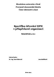 Specifika účtování DPH v příspěvkové organizaci