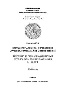 SROVNÁNÍ POPULAČNÍHO A HOSPODÁŘSKÉHO VÝVOJE KALIFORNIE A ILLINOIS V OBDOBÍ