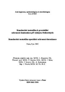 Standardní metodika k provádění ochranné dezinsekce při výskytu švábovitých. Standardní metodika speciální ochranné deratizace