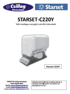 STARSET-C220Y. Toló-úszókapu mozgató szerelési útmutató. Starset-C220Y