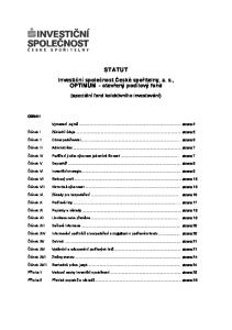 STATUT Investiční společnost České spořitelny, a. s., OPTIMUM - otevřený podílový fond