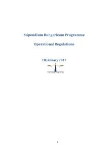 Stipendium Hungaricum Programme. Operational Regulations. 18 January 2017