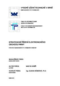 STRATEGICKÉ ŘÍZENÍ ELEKTRONICKÉHO OBCHODU FIRMY