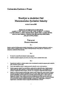 Studijní a zkušební řád Matematicko-fyzikální fakulty