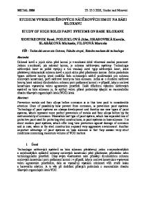 STUDIUM VYSOKOSUŠINOVÝCH NÁTĚROVÝCH HMOT NA BÁZI SILOXANU STUDY OF HIGH SOLID PAINT SYSTEMS ON BASE SILOXANE