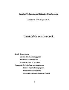 Szakértői rendszerek. Erdélyi Tudományos Diákköri Konferencia. Kolozsvár, május