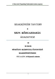 SZAKKÉPZÉSI TANTERV a XXIV. KÖZGAZDASÁG ÁGAZATHOZ