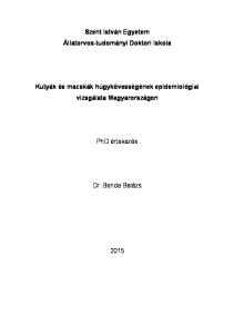 Szent István Egyetem Állatorvos-tudományi Doktori Iskola. Kutyák és macskák húgykövességének epidemiológiai vizsgálata Magyarországon