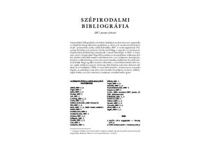 SZÉPIRODALMI BIBLIOGRÁFIA