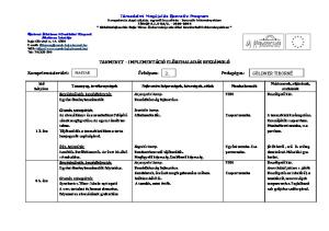 TANMENET IMPLEMENTÁCIÓ ELŐREHALADÁS BESZÁMOLÓ