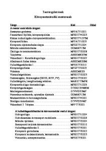 Tantárgyleírások Környezetmérnöki mesterszak