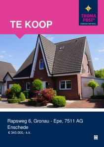 TE KOOP. Rapsweg 6, Gronau - Epe, 7511 AG Enschede ,- k.k