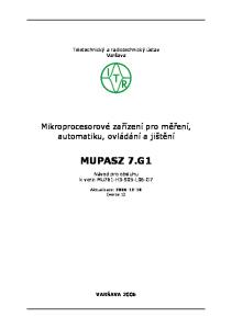 Teletechnický a radiotechnický ústav Varšava. Mikroprocesorové zařízení pro měření, automatiku, ovládání a jištění MUPASZ 7.G1