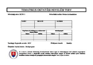 TEMATIKUS OKTATÁSI-NEVELÉSI TERV