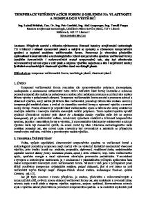 TEMPERACE VSTŘIKOVACÍCH FOREM S OHLEDEM NA VLASTNOSTI A MORFOLOGII VÝSTŘIKŮ