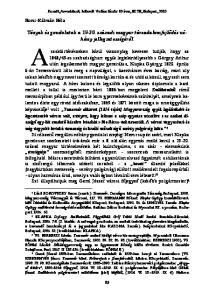 Tények és gondolatok a századi magyar társadalomfejlődés néhány jellegzetességéről