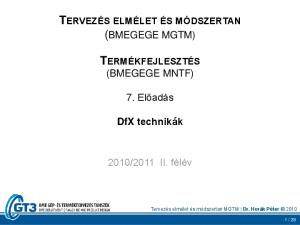 TERMÉKFEJLESZTÉS (BMEGEGE MNTF)