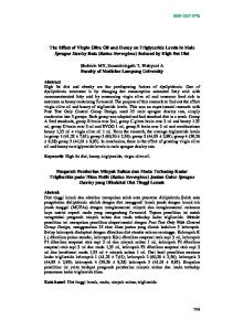 The Effect of Virgin Olive Oil and Honey on Triglyceride Levels in Male Sprague Dawley Rats (Rattus Norvegicus) Induced by High Fat Diet