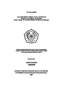 TUGAS AKHIR. ANALISIS BEBAN KERJA PADA AKTIVITAS MANUAL MATERIAL HANDLING (Studi Kasus: PT. Perkasa Mandiri Furniture, Sukoharjo)