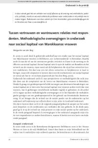 Tussen vertrouwen en wantrouwen: relaties met respondenten. Methodologische overwegingen in onderzoek naar sociaal kapitaal van Marokkaanse vrouwen