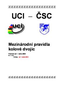 UCI ČSC. Mezinárodní pravidla kolové dvojic. Platnost od 1. ledna 2004