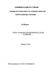 UNIVERZITA KARLOVA V PRAZE FARMACEUTICKÁ FAKULTA V HRADCI KRÁLOVÉ. Katedra farmakologie a toxikologie. Iva Štuková