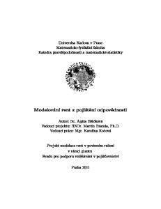 Univerzita Karlova v Praze Matematicko-fyzikální fakulta Katedra pravděpodobnosti a matematické statistiky