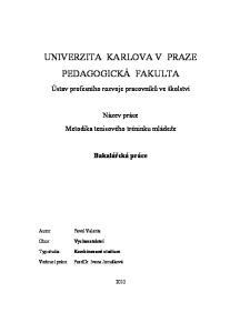 UNIVERZITA KARLOVA V PRAZE PEDAGOGICKÁ FAKULTA