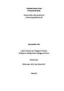 Univerzita Karlova v Praze Přírodovědecká fakulta. Katedra filosofie a dějin přírodních věd Filosofie a dějiny přírodních věd