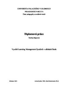 UNIVERZITA PALACKÉHO V OLOMOUCI. PEDAGOGICKÁ FAKULTA Ústav pedagogiky a sociálních studií. Diplomová práce. Pavlína Majerová