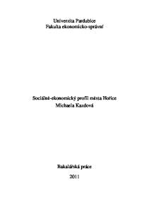 Univerzita Pardubice Fakulta ekonomicko-správní. Sociálně-ekonomický profil města Hořice Michaela Kazdová. Bakalářská práce