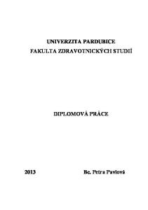 UNIVERZITA PARDUBICE FAKULTA ZDRAVOTNICKÝCH STUDIÍ