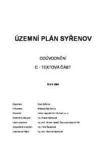 ÚZEMNÍ PLÁN SYŘENOV ODŮVODNĚNÍ C - TEXTOVÁ ČÁST ŘÍJEN Institut regionálních informací, s.r.o