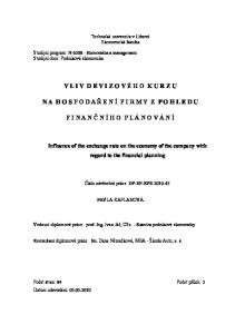 V L I V D E V I Z O V É H O K U R Z U N A H O S P O D A Ř E N Í F I R M Y Z P O H L E D U F I N A N Č N Í H O P L Á N O V Á N Í