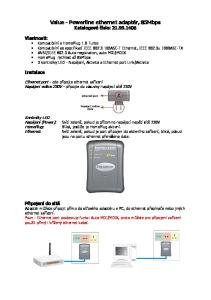 Value - Powerline ethernet adaptér, 85Mbps Katalogové číslo: