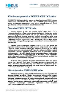 Všeobecná pravidla FOKUS OPTIK klubu