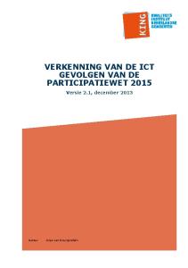 VERKENNING VAN DE ICT GEVOLGEN VAN DE PARTICIPATIEWET 2015