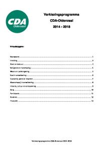 Verkiezingsprogramma CDA-Oldenzaal Inhoudsopgave: