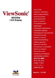ViewSonic. VA2226w LCD Display. Model No. : VS11803