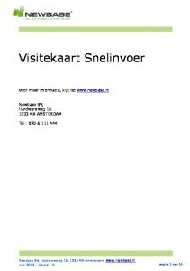 Visitekaart Snelinvoer