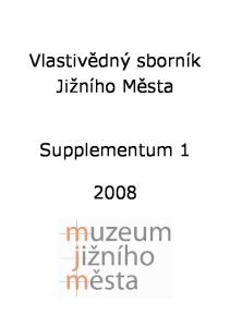 Vlastivědný sborník Jižního Města. Supplementum 1