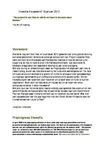 Voorwoord. Projectgroep Ekosofia. Ekosofia Nieuwsbrief 19 januari 