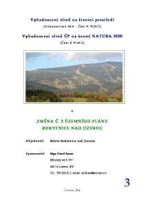 Vyhodnocení vlivů na životní prostředí. Vyhodnocení vlivů ÚP na území NATURA 2000