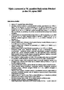 Výpis z usnesení ze 76. zasedání Rady města Břeclavi ze dne 24. srpna 2005