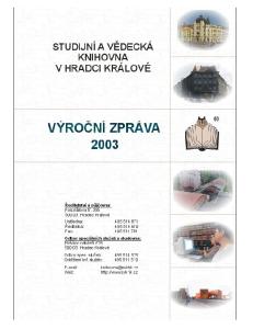 Výroční zpráva za rok Studijní a vědecká knihovna v Hradci Králové