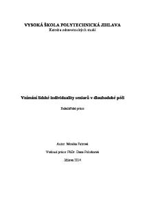 VYSOKÁ ŠKOLA POLYTECHNICKÁ JIHLAVA Katedra zdravotnických studií. Vnímání lidské individuality seniorů v dlouhodobé péči