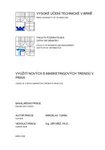 VYUŽITÍ NOVÝCH E-MARKETINGOVÝCH TRENDŮ V PRAXI