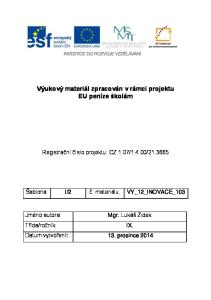 Výukový materiál zpracován v rámci projektu EU peníze školám