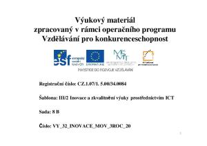 Výukový materiál zpracovaný v rámci operačního programu Vzdělávání pro konkurenceschopnost