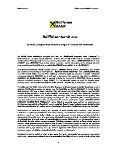 Základní prospekt Nabídkového programu. Raiffeisenbank a.s. Základní prospekt Nabídkového programu investičních certifikátů